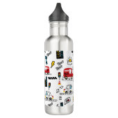 Kids Playful Transport Pattern  Waterfles (Links)