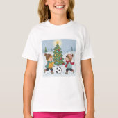Kids Playing Soccer Under the Snow T-shirt (Voorkant)