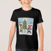 Kids Playing Soccer Under the Snow Tri-Blend Shirt (Voorkant)