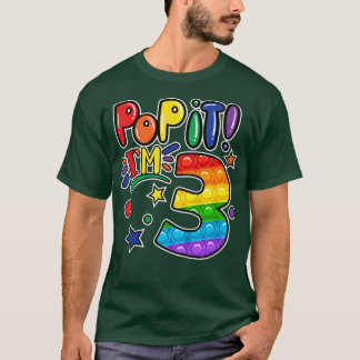 Kids Pop It 3rd Birthday Girls Boys 3 Years Old Fi T-shirt