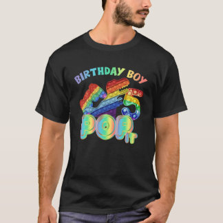 Kids Pop It 5Th Year Old Birthday Boy Dino Gamer P T-shirt