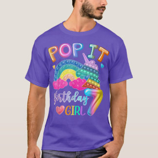 Kids Pop It 7th Year old Birthday Girl Tee Fidget  T-shirt