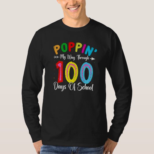 Kids Poppin My Way Through Happy 100 Days of Schoo T-shirt (Voorkant)
