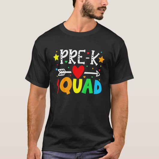 Kids Pre K Squad Back To School Preschool Teacher T-shirt (Voorkant)
