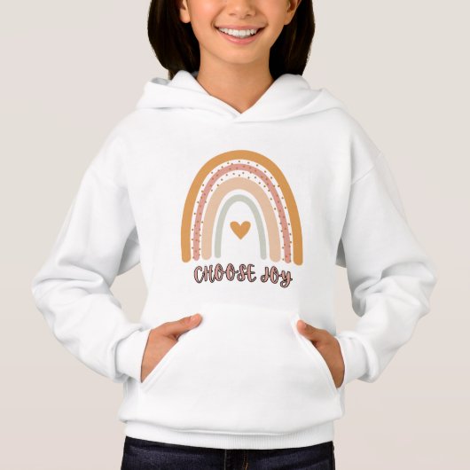 Kids’ Pullover Hoodie – Boho Rainbow “Choose Joy”  (Voorkant)