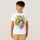 Kids Racing On A Rainbow T-Shirt (Voorkant volledig)
