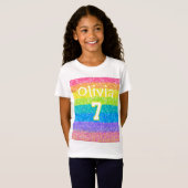 Kids Rainbow Birthday Editable Text Design T-shirt (Voorkant volledig)