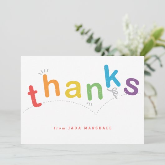 Kids Rainbow Type Bedankkaart (Staand voorkant)
