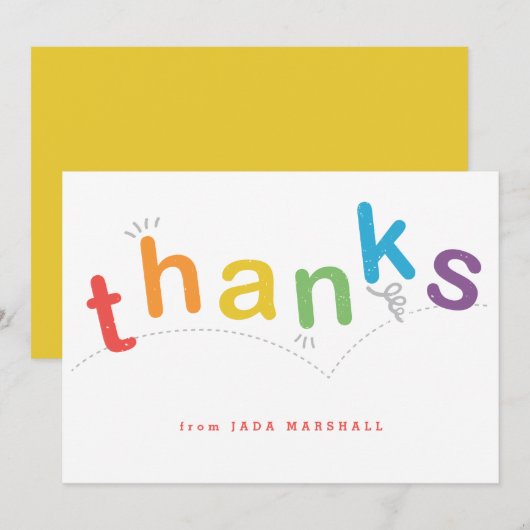 Kids Rainbow Type Bedankkaart (Voorkant / Achterkant)