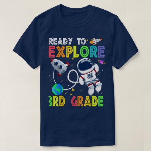 Kids Ready to Explore 3rd Grade Cute Astronaut Boy T-shirt (Design voorkant)