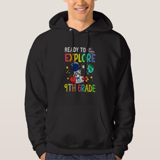 Kids Ready To Explore Ninth Grade Astronaut Back T Hoodie (Voorkant)