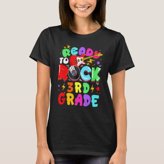 Kids Ready To Rock 3rd Grade Guitar Back To School T-shirt (Voorkant)