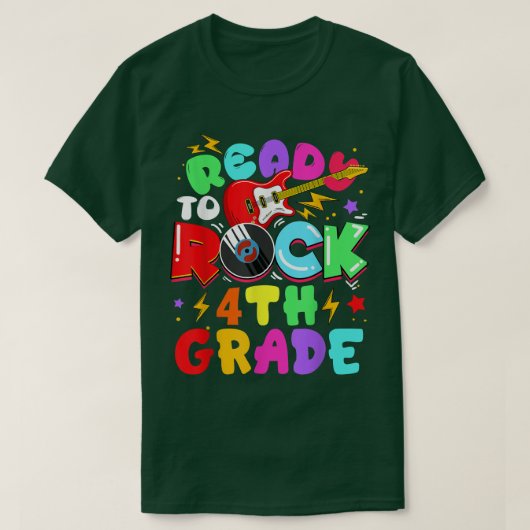 Kids Ready To Rock 4th Grade Guitar Back To School T-shirt (Design voorkant)