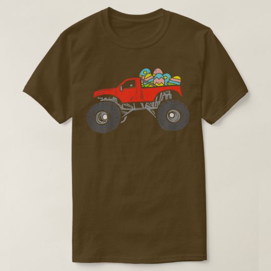 Kids Red Monster Truck Eggs Easter Egg Hunting Boy T-shirt (Design voorkant)
