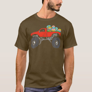Kids Red Monster Truck Eggs Easter Egg Hunting Boy T-shirt