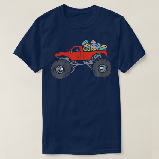 Kids Red Monster Truck Eggs Easter Egg Hunting Boy T-shirt (Design voorkant)