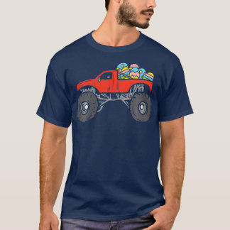 Kids Red Monster Truck Eggs Easter Egg Hunting Boy T-shirt