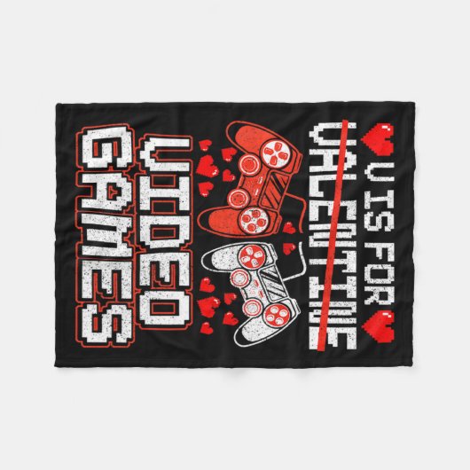 Kids Retro Video Game Valentines Day For Toddler B Fleece Deken (Voorkant (Horizontaal))