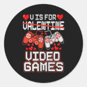 Kids Retro Video Game Valentines Day For Toddler B Ronde Sticker (Voorkant)