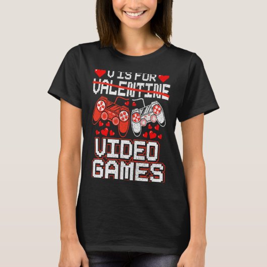 Kids Retro Video Game Valentines Day For Toddler B T-shirt (Voorkant)
