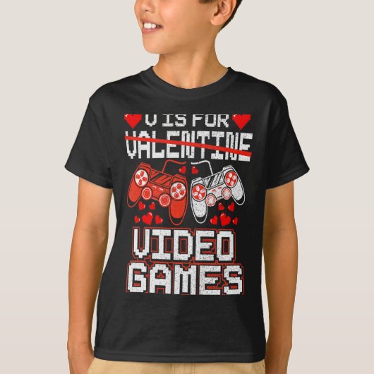 Kids Retro Video Game Valentines Day For Toddler B T-shirt (Voorkant)