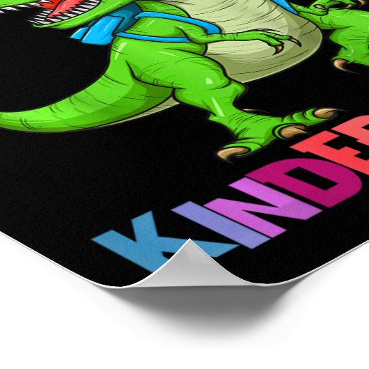 Kids Roaring Into Kindergarten Dinosaur T Rex Back Poster (Hoek)