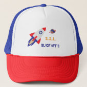 Kids Rocket Trucker Hat – Blast Off Space Fun Trucker Pet (Voorkant)