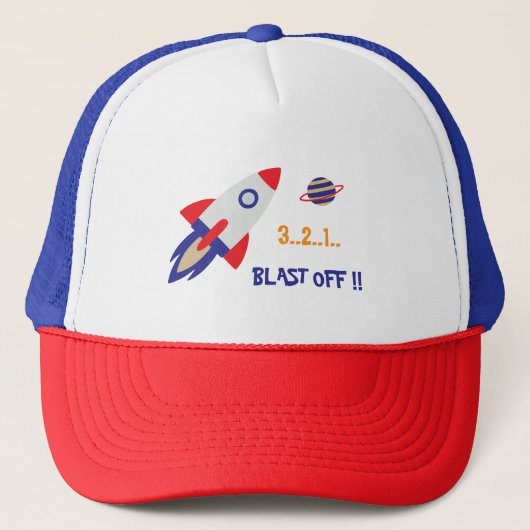 Kids Rocket Trucker Hat – Blast Off Space Fun Trucker Pet (Voorkant)