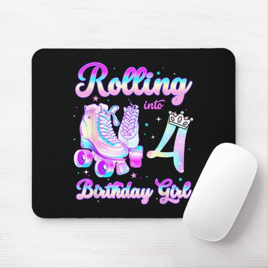 Kids Rolling Into 4 Roller Skating 4th Birthday Gi Muismat (Met muis)