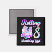Kids Rolling Into 8 Roller Skating 8th Birthday Gi Magneet (Voorkant / Achterkant)