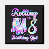 Kids Rolling Into 8 Roller Skating 8th Birthday Gi Magneet (Voorkant)