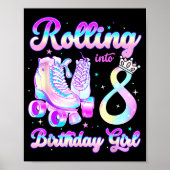 Kids Rolling Into 8 Roller Skating 8th Birthday Gi Poster (Voorkant)