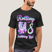 Kids Rolling Into 8 Roller Skating 8th Birthday Gi T-shirt (Voorkant)