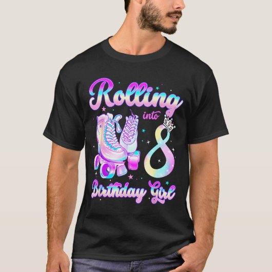 Kids Rolling Into 8 Roller Skating 8th Birthday Gi T-shirt (Voorkant)