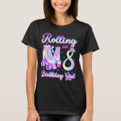 Kids Rolling Into 8 Roller Skating 8th Birthday Gi T-shirt (Voorkant)