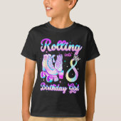 Kids Rolling Into 8 Roller Skating 8th Birthday Gi T-shirt (Voorkant)