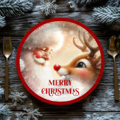 Kids Santa and Red Nose Rudolph Christmas Plates Papieren Bordje