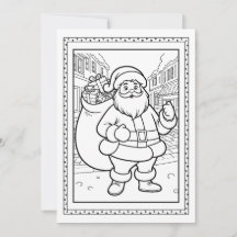 Kids Santa Coloring Christmas Flat Note Card