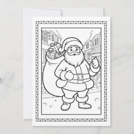 Kids Santa Coloring Christmas Flat Note Card Feestdagenkaart