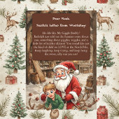 Kid's Santa’s Letter from Workshop North Pole  Feestdagenkaart