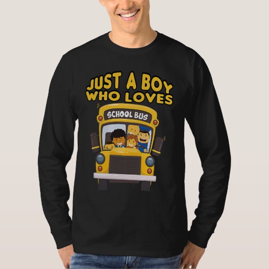 kids school bus Just A Boy Who Loves School Buses T-shirt (Voorkant)