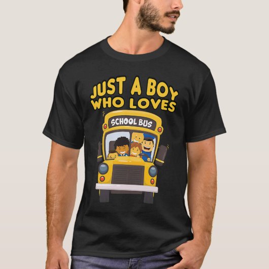 kids school bus  Just A Boy Who Loves School Buses T-shirt (Voorkant)