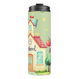 Kids School Water Bottle with Hand-Drawn School  Thermosbeker