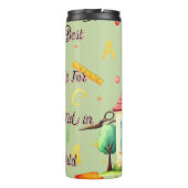 Kids School Water Bottle with Hand-Drawn School  Thermosbeker (Achterkant)