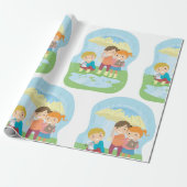Kids Science Nature Study in Rain Cadeaupapier (Uitgerold)