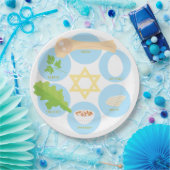 Kids Seder Plate - Blue Papieren Bordje (Feest)