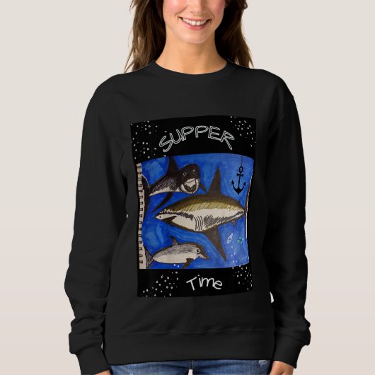 Kids Shark Supper Time Youth Cool Trui (Voorkant)