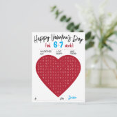 Kids Six Seven Valentine Word Search Heart Class Feestdagenkaart (Staand voorkant)