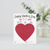 Kids Six Seven Valentine Word Search Heart Class Feestdagenkaart (Staand voorkant)