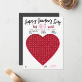 Kids Six Seven Valentine Word Search Heart Class Notitiekaartje (Voorkant / Achterkant in situ)